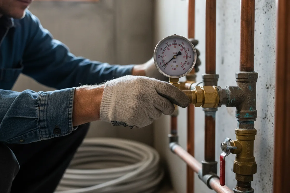 Pressure testing a repaired line during Water Line Repair in Campaign